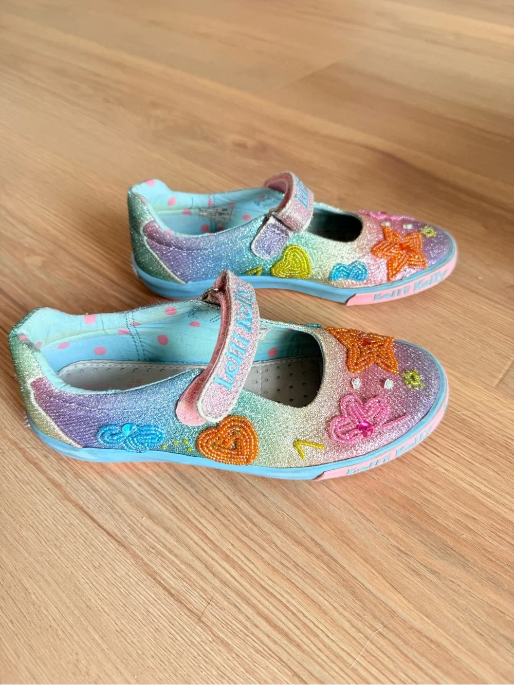 Lelli Kelly Girls' Pastel Rainbow Sparkle Mary Janes - Size 2